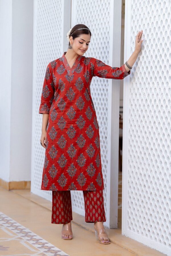 Women's Cotton Kurti & Pant Set - Image 2