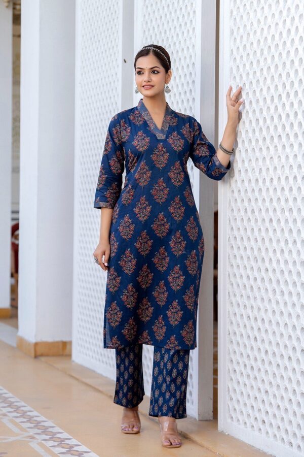 Women's Cotton Kurti & Pant Set - Image 3