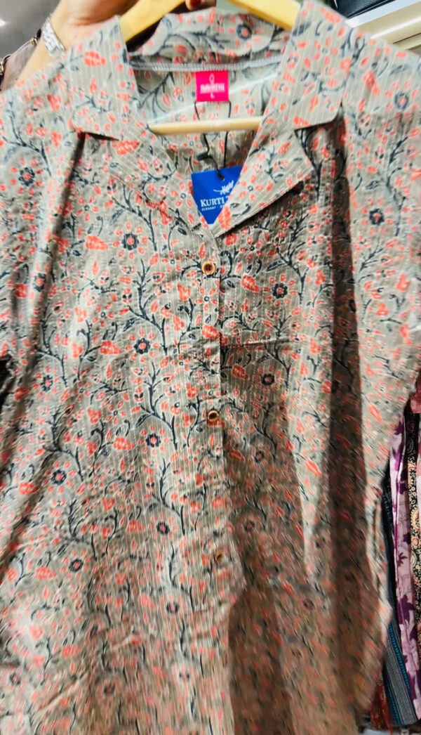 Women's Cotton Straight Kurti (Shirt collar) - Image 2