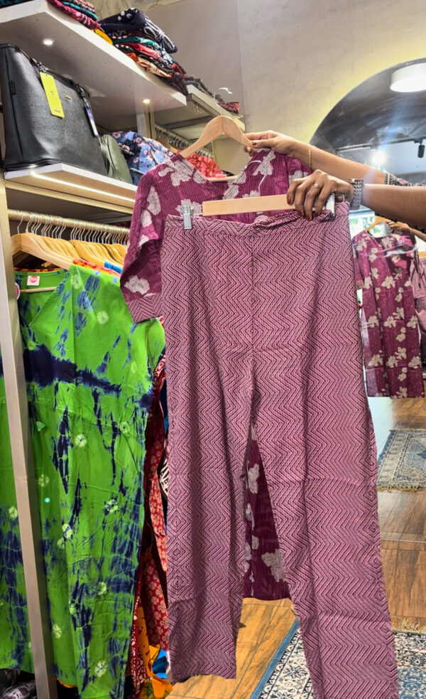 Women's Straight Cotton Kurti & Pant Set - Image 3