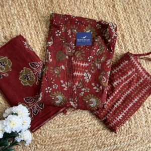 Women's Aline Cotton Kurti Pant Dupatta Set