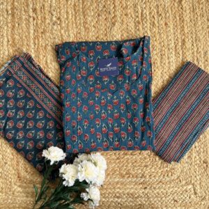 Women's Straight Cotton Kurti Pant Dupatta Set