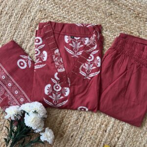 Women's Cotton Straight Kurti Pant Dupatta set