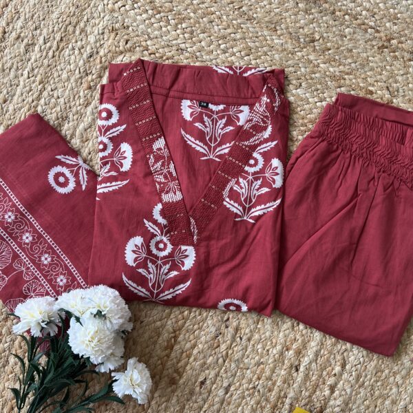 Women's Cotton Straight Kurti Pant Dupatta set