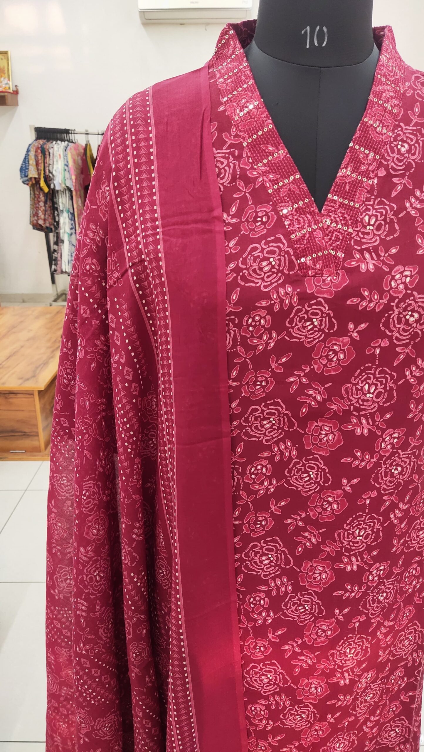 Women's Cotton Kurta Pant Dupatta Set (3Pc set) - Image 2