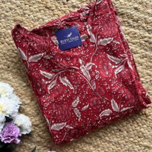 Women's Cotton Aline Pleated Kurti without Lining