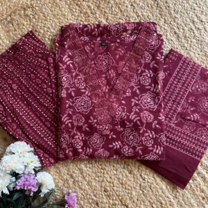 Women's Cotton Kurta Pant Dupatta Set (3Pc set)