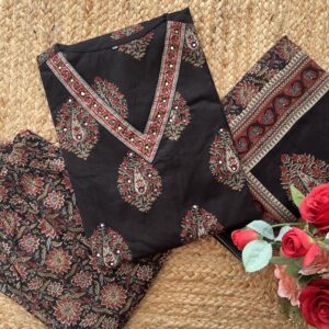 Women's Cotton Kurti Pant Dupatta Set