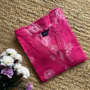 Women's Cotton Aline Pleated Kurti