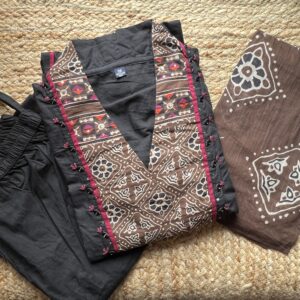 Women's Straight Cotton Kurti Pant Dupatta Set