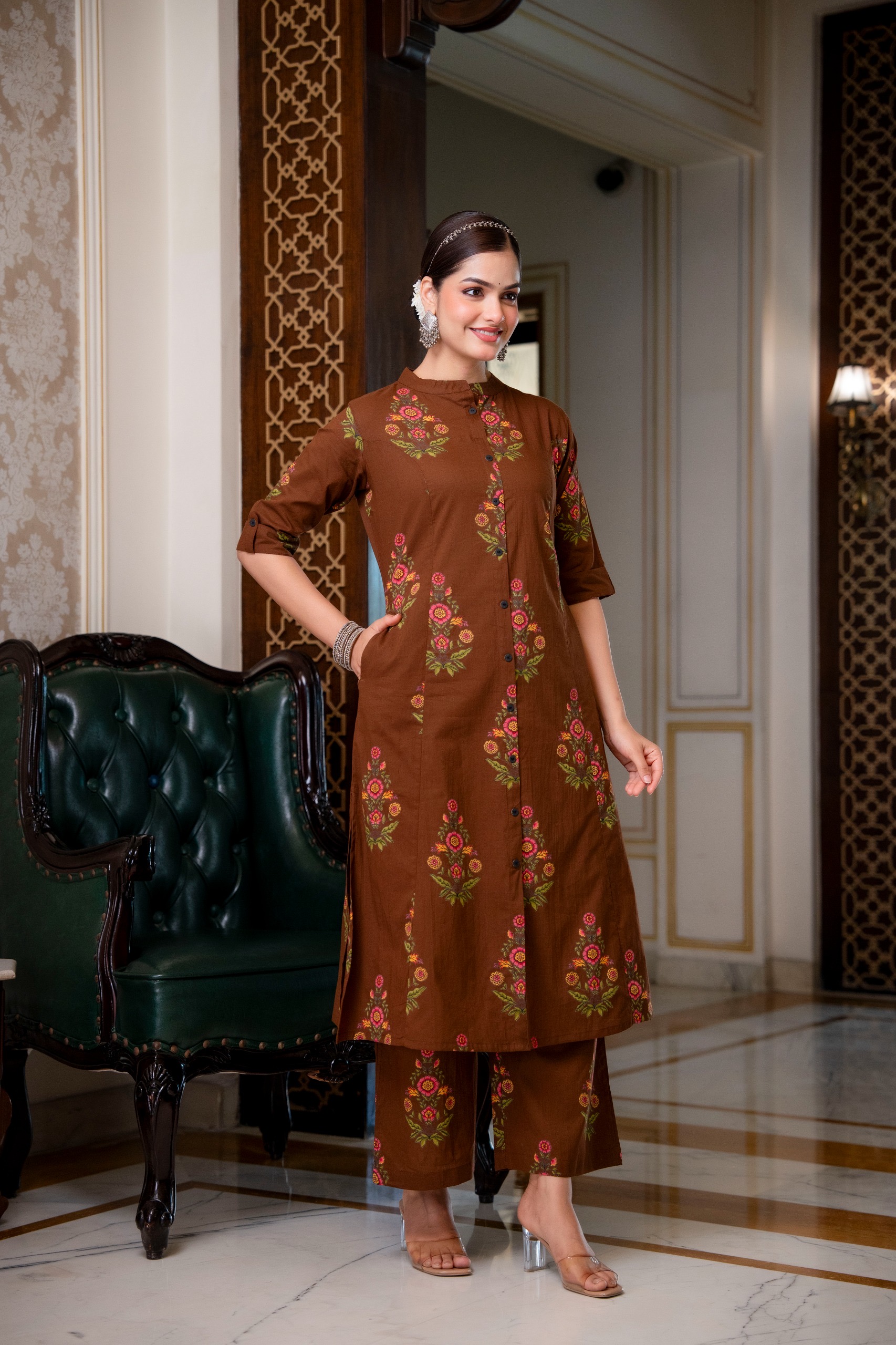 Women's Aline Princess cut Cotton Kurti Pant Set - Image 2