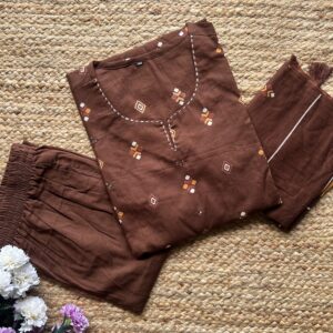 Women's Straight Cotton Kurti Pant Dupatta Set