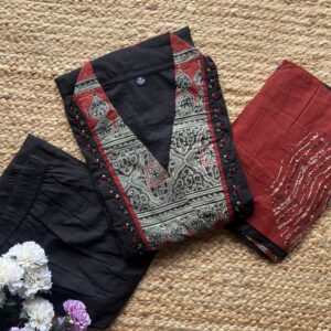 Women's Straight Cotton Kurti Pant Dupatta Set