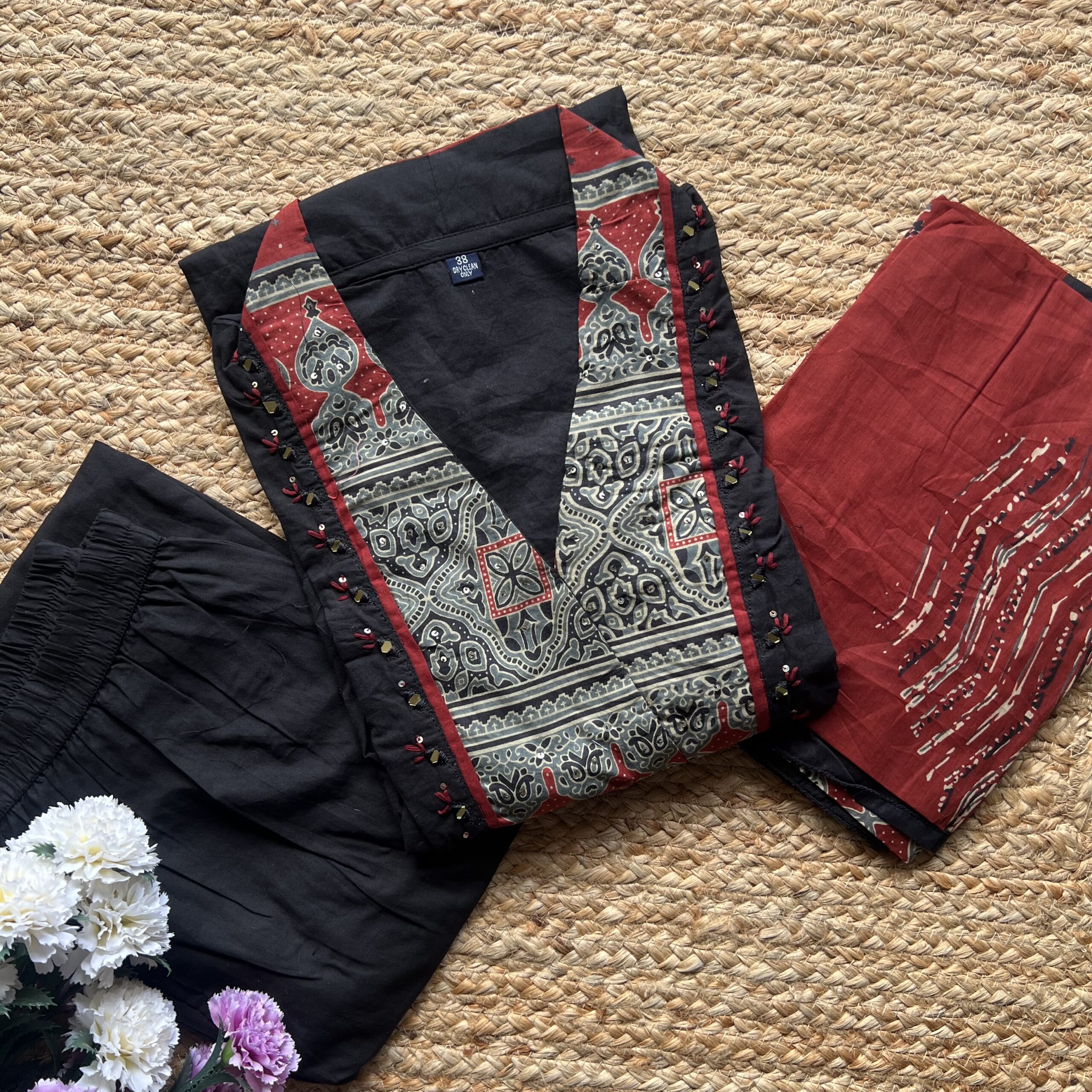 Women's Straight Cotton Kurti Pant Dupatta Set
