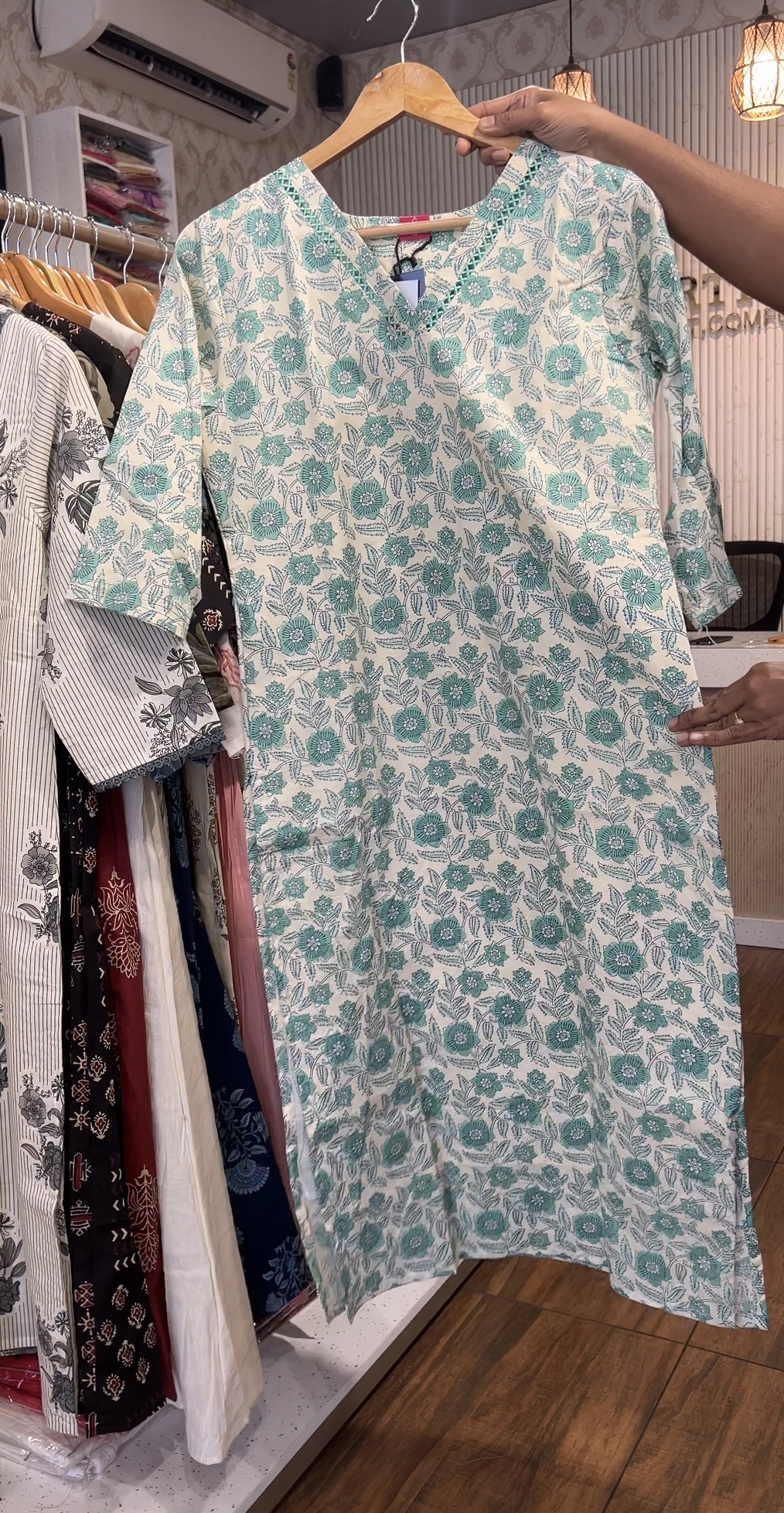 Women's Cotton Straight Kurti with Lace - Image 2